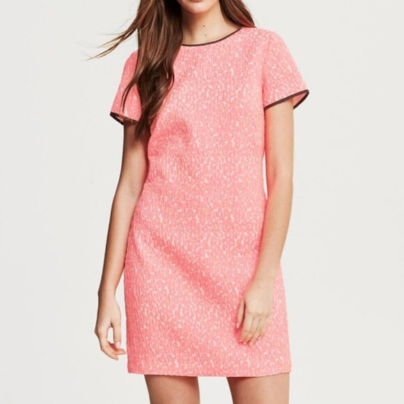 Banana Republic Piped Neon Jacquard Leopard Cheetah Floral Print Shift Dres SZ 8 - Picture 1 of 8